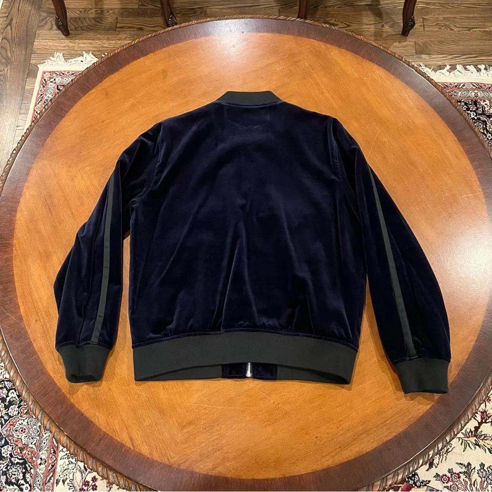 NEW NWOT J.Crew Ludlow Navy Velvet Bomber Jacket Tuxedo Stripe Navy Large